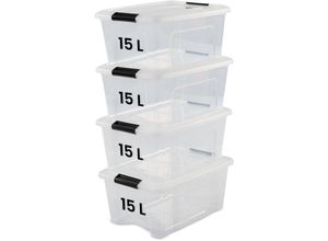 8716382215964 - Aufbewahrungsbox aus Kunststoff Büro-Aufbewahrungsbox-Set mit 4 Boxen à 15 l NTB-15 Transparent B395 x T29 x H185 cm - Iris Ohyama