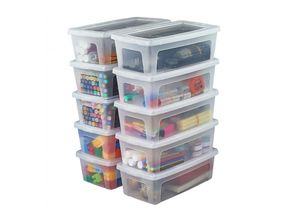 8716382215988 - Iris Ohyama - Vielseitige Aufbewahrungsboxen 5L 10er-Set Transparent Deckel leicht schließbar Stapelbar Plastik Für Schrank Regale