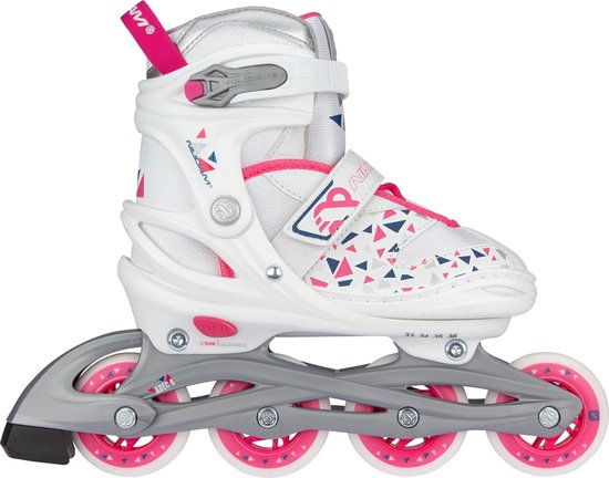 8716404328184 - Inline Skates Verstellbar - Weißer Keil - Weiß Fuchsia - 37-40