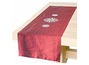 8717266154744 - Edler Tischläufer New York - weinrot mit Glitzersteinchen 42 x 145 cm