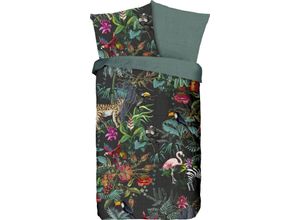 8717285182377 - Wendebettwäsche GOOD MORNING Funky Bettwäsche Gr B L 150 cm x 220 cm (1 St) B L 80 cm x 80 cm (1 St) Renforcé bunt (multi anthrazit grün) Renforcé-Bettwäsche mit Tieren