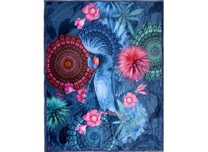 8717285183800 - Plaid HIP Ofelia Wohndecken Gr B L 130 cm x 160 cm blau Kunstfaserdecken mit Mandalas und Blumen Kuscheldecke