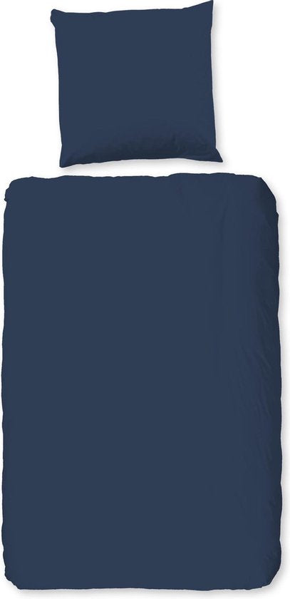 8717285186092 - HIP Bettbezug uni dessin - Blau - (140x200 220 cm) - Baumwolle Satin