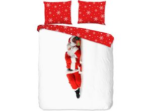 8717285189932 - Mikrofaser-Bettwäsche-Set Santa in Weiß - 200x200 220 cm