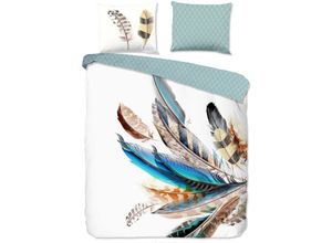 8717285190693 - - Bettwäsche-Set feather 155x220 cm Mehrfarbig Mehrfarbig