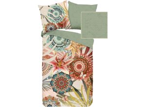 8717285195407 - Wendebettwäsche HIP Mateo Bettwäsche Gr B L 155 cm x 220 cm (1 St) B L 80 cm x 80 cm (1 St) Satin bunt (multi sand grün) Satin-Bettwäsche mit Mandalas