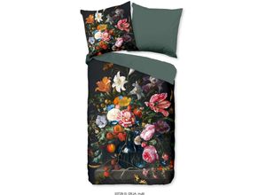 8717285217505 - Wendebettwäsche GOOD MORNING Deja Bettwäsche Gr B L 155 cm x 220 cm 1 St 1 St Renforcé B L 80 cm x 80 cm bunt (multi) 100% Baumwolle 135x200 Reißverschluss Wendeoptik Blumen Schwarz