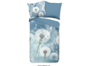 8717285218328 - Wendebettwäsche GOOD MORNING Wishfull Bettwäsche Gr B L 135 cm x 200 cm 1 St 1 St Renforcé B L 80 cm x 80 cm blau 100% Baumwolle 135x200 Reißverschluss Wendeoptik Löwenzahn Blau