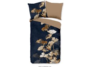 8717285221861 - Wendebettwäsche GOOD MORNING Premium Bettwäsche Gr B L 135 cm x 200 cm 1 St 1 St Renforcé B L 80 cm x 80 cm blau (dunkelblau) 100% Baumwolle 135x200 Reißverschluss Wendeoptik Blätter Dunkel