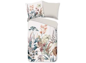 8717285224275 - Wendebettwäsche GOOD MORNING Aime Bettwäsche Gr B L 155 cm x 220 cm 1 St 1 St Biber-Flanell B L 80 cm x 80 cm bunt (multi) Biber Flanell 135x200 Warm Weich Wendeoptik Reißverschluss Sand