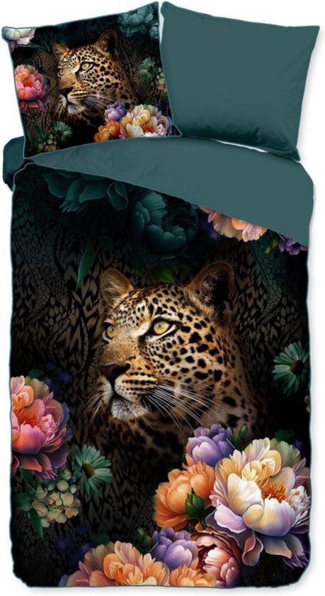 8717285227467 - Bettbezug Blumen mit Leopard - Multi - (140x200 220 cm) - Baumwolle Satin