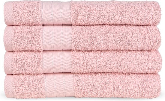 8717285231181 - Handtücher 4er Set Uni - Rosa - (50x100 cm) - Baumwolle