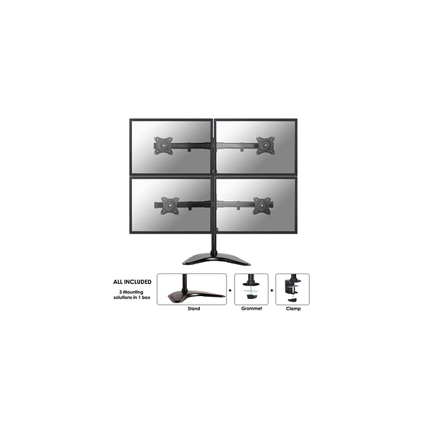 8717371445393 - Neomounts by Newstar NM-D335D4BLACK 4fach Monitor-Tischhalterung 254 cm (10) - 686 cm (27) Neigbar Schwenkbar Schwarz