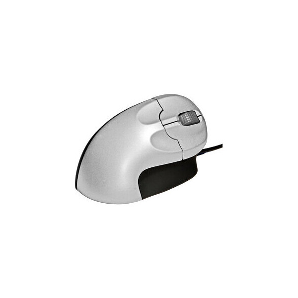 8717399991353 - BakkerElkhuizen GripMouse Ergonomische Maus USB Optisch Silber-Schwarz 3 Tasten 1200 dpi Ergonomisch Extragroße Tasten