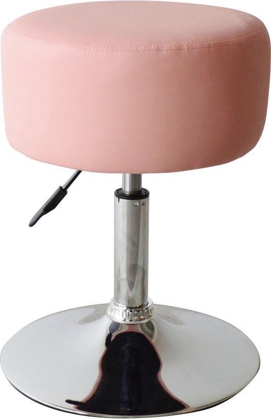 8717472113320 - Hocker - Retro Vintage - Industrial - Schminktisch - Hocker Stuhl - Verstellbare Höhe bis zu 65 cm - Pink