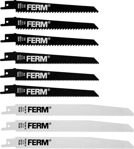 8717479002443 - FERM Stichsägeblatt-Satz - RSA1001 - 9 Stück - 635 TPI - 127mm gezahnte Länge - HCS - 150 x 19 x 12mm - 200 x 19 x 12mm