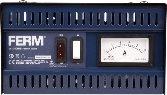 8717479045754 - FERM Batterieladegerät - BCM1021 - 6 & 12V - 75Ah - 5A - Automatischer Schutz - inkl Batterieklemmenkabel