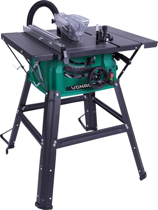 8717479072095 - - Sägetisch - 1500W - Ø210MM - 40T Sägeblatt - inkl Untergestell - Schwarz Grün