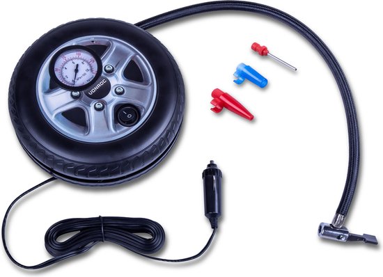 8717479089680 - Mini-Kompressor - 12V - Mit Manometer - Max 10 bar - Inkl 3 Adapter
