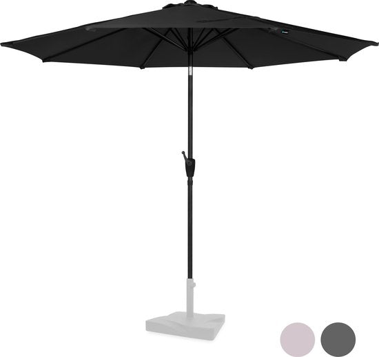 8717479091898 - Premium Stick Sonnenschirm Recanati Ø300cm - Inkl Schutzhülle - Runder Sonnenschirm - Neigbar - UV-beständiges Tuch - Schwarz