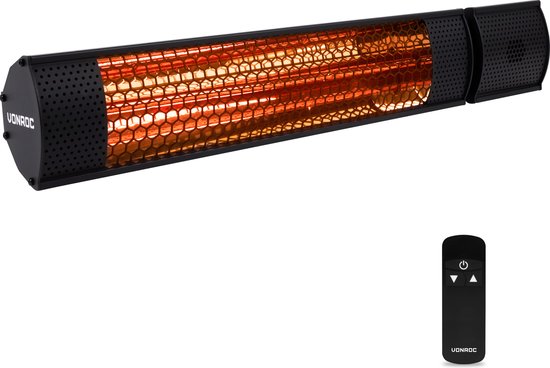 8717479092642 - Stimmungsvolle Terrassenheizung â€“ Marsili 2000W â€“ Hohe Effizienz â€“ Low Glare Lampe â€“ 2 Heizstufen â€“ Mit Fernbedienung