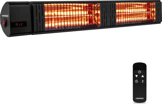 8717479095063 - Atmosphärischer Terrassenheizer - Volsini 3000W - Hoher Wirkungsgrad - Blendarme Lampe - Mit einstellbaren Heizstufen Timer LCD-Bildschirm und Fernbedienung