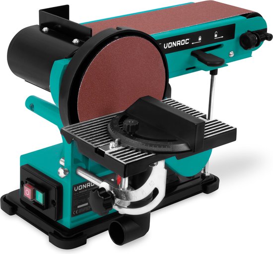 8717479095346 - Band- und Tellerschleifer 350W - Inkl 2x Schleifband 100 x 915 mm (P80 & P120) und 2x Schleifteller Ø150 mm (P80 & P120)