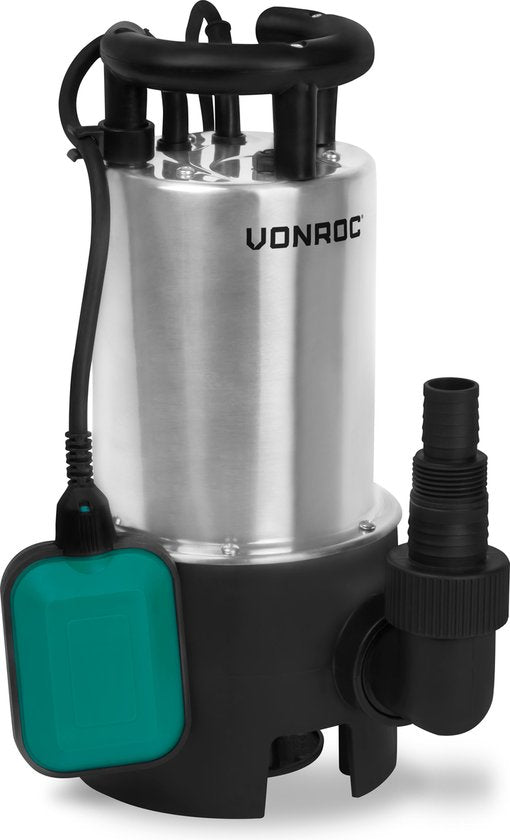 8717479095469 - Edelstahl-Tauchpumpe - Schmutzwasserpumpe - Wasserpumpe - 850W - 14000 l h - Für Schmutz- und Reinwasser - Mit Schwimmer
