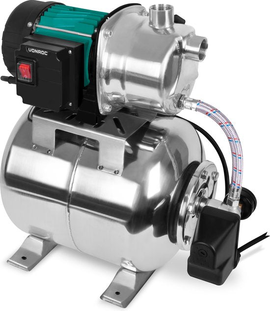 8717479095568 - Hydrophor-Pumpe   Hydrophor-Set mit Druckschalter - 1000W - 3500l h - 19L Edelstahltank - Pumpengehäuse aus Edelstahl