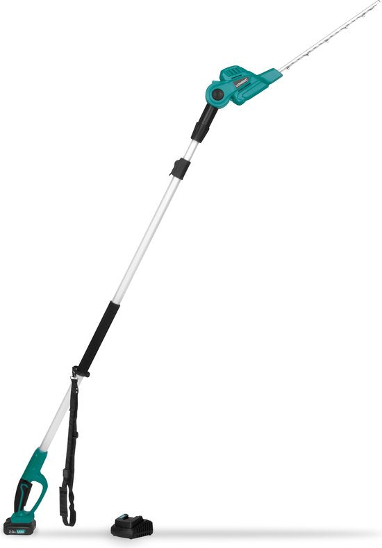 8717479095650 - Teleskop-Accu-Heckenschere 20V - Kippbares Messer - Stufenlos einstellbar (inkl 20Ah Akku und Schnellladegerät)