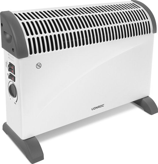 8717479099399 - Elektroheizung - Konvektorheizung mit eingebautem Heizkörperlüfter - 3 Stufen 750W 1250W 2000W - Einstellbarer Thermostat - Beheizt Räume bis zu 24m2 - Extra robustes Gehäuse - Weiß