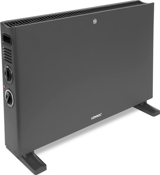 8717479099436 - Elektroheizung - Konvektorheizung mit eingebautem Heizkörperlüfter - 2 Stufen 1250W 2000W - Einstellbarer Thermostat - Beheizt Räume bis zu 24m2 - Modernes Design - Grau