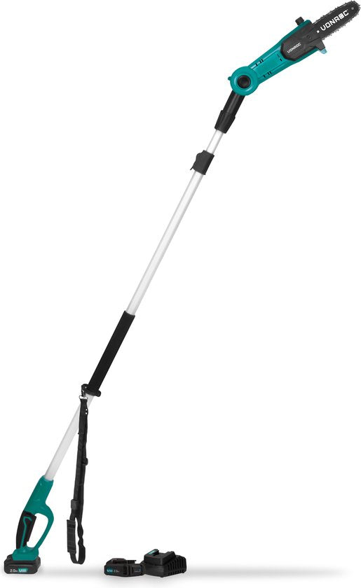 8717479100033 - Teleskop-Akku-Kettensäge 20V - schwenkbares Sägeblatt - stufenlos ausziehbar (Inkl 2x 20Ah Akku und Schnellladegerät)