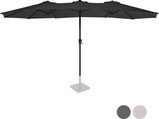 8717479103782 - - Premium Sonnenschirm Iseo - 460x270cm - Doppelter Sonnenschirm - Langlebig - UV-beständiges Tuch - Inkl Schutzhülle - Anthrazit Schwarz