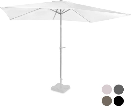 8717479104024 - Premium Sonnenschirm Rapallo 200x300cm - Langlebiger Sonnenschirm - Neigbar - UV-beständiges Tuch - Weiß - Inkl