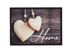 8717755134042 - Fußmatte Home Love Wood in Braun Beige ca 50x70cm