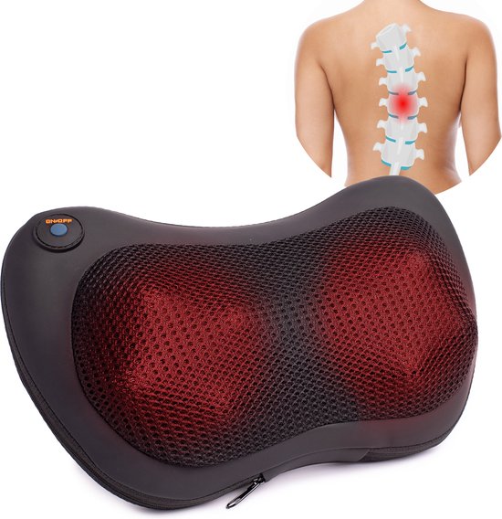 8717774694947 - QLT Elektrisches Massagegerät für Rücken Nacken Schultern und Beine - Shiatsu-Massage-Kissen mit 4 Massagerollen - Vibrationsmassage - Wärmefunktion - Schwarz