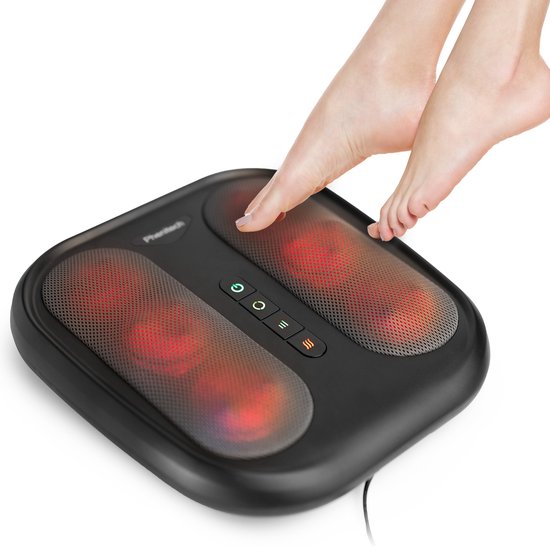 8717774695647 - QLT 2-in-1 Rücken- und Fußmassagegerät mit Infrarot - Shiatsu-Massage - 3 Massagestufen und Intensitäten - 2 Wärmestufen - waschbarer Bezug - Schwarz