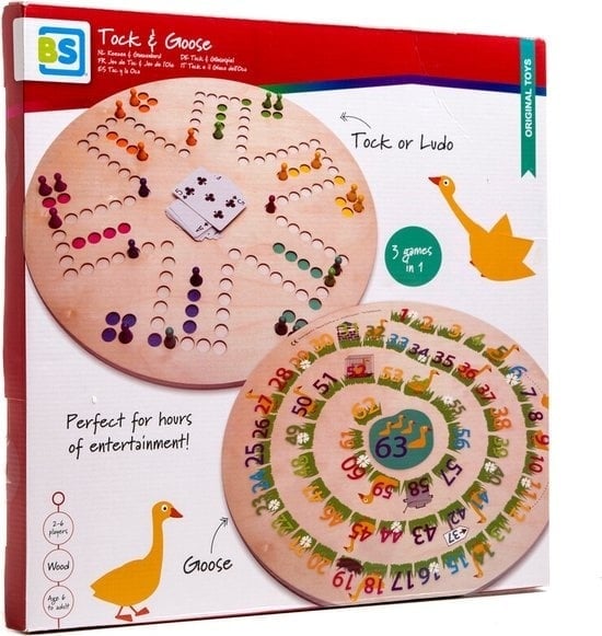 8717775443742 - BS Toys 3-in-1 Brettspiel - Keezenspel Ganzenbord und Ludo - Spielzeug 6 Jahre - 2 bis 6 Spieler - Brettspiele für Kinder - Geschenk Kind