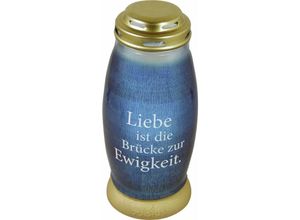 8717847125514 - Effektlicht blau Höhe 23 cm ø 96 cm Motiv Text Grablicht Grablaterne - Bolsius