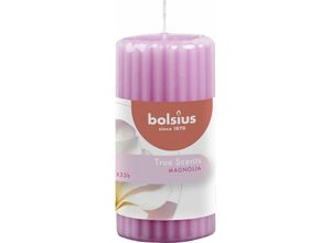 8717847138422 - Bolsius - True Scents Duft Stumpenkerze geriffelt Magnolie rosa 12 cm Kerze