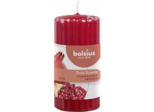 8717847138460 - Bolsius - True Scents Duft Stumpenkerze geriffelt Granatapfel rot 12 cm Kerze