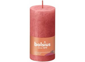 8717847147929 - Bolsius - Rustik Stumpenkerze rosa Blüte Höhe 10 cm ø 5 cm Stumpen- und Kugelkerzen