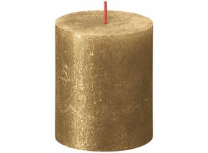 8717847150752 - Bolsius Stumpenkerze Rustik Shimmer Gold 8 cm Stumpen- und Kugelkerzen