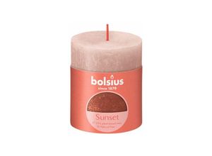 8717847151247 - Bolsius - Stumpenkerze Rustik Sunset Nebeliges Rosa+Bernstein 8 cm Stumpen- und Kugelkerzen