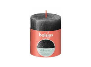 8717847152893 - Bolsius - Stumpenkerze Rustik Shimmer Anthrazit 8 cm Stumpen- und Kugelkerzen