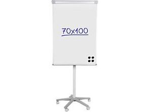 8717868083800 - Freihstehendes Flipchart Executive Höhenverstellbar 70 x 100 cm Mit 5 Rollen und Stiftablage Silber