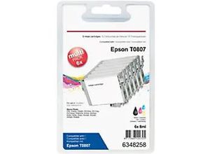 8717868124725 - T0807 Kompatibel Epson Tintenpatrone C13T08074510 Schwarz Cyan Hell Cyan Magenta Hell Magenta Gelb Multipack 6 Stück