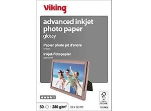 8717868197347 - Viking Inkjet Fotopapier Glänzend DIN A6 280 g m2 Weiß 50 Blatt