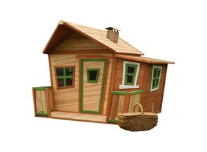 8717973930754 - - Spielhaus Lisa aus fsc Holz | Outdoor Kinderspielhaus mit Veranda für den Garten in Braun & Grün | Gartenhaus für Kinder mit Fenstern - Braun